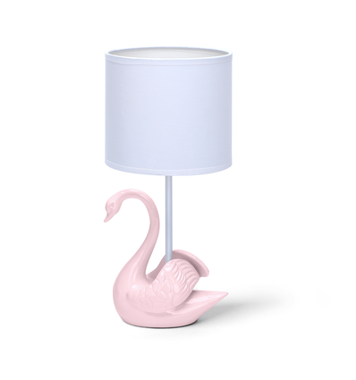Keramisk Bordlampe E14-10 - Hvid Skærm/Pink Fod